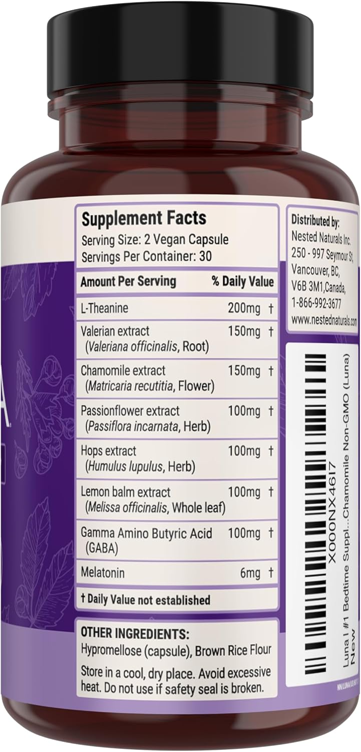 luna melatonin ฉลากหลังขวด